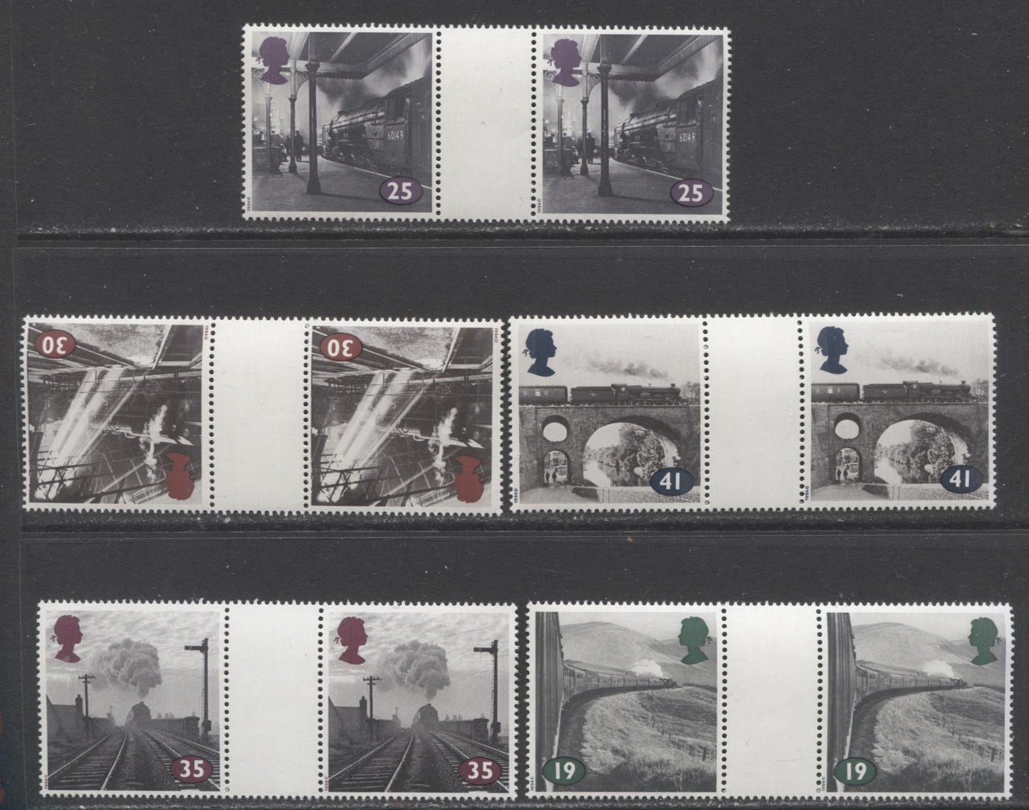 Lot 13 Great Britain SG#1795-1819 1994 Age Of Steam, 25th Anniversary Of Investiture & Picture Postcards, 15 VFNH Gutter Pairs, Click on Listing to See ALL Pictures, Estimated Value $21 CDN