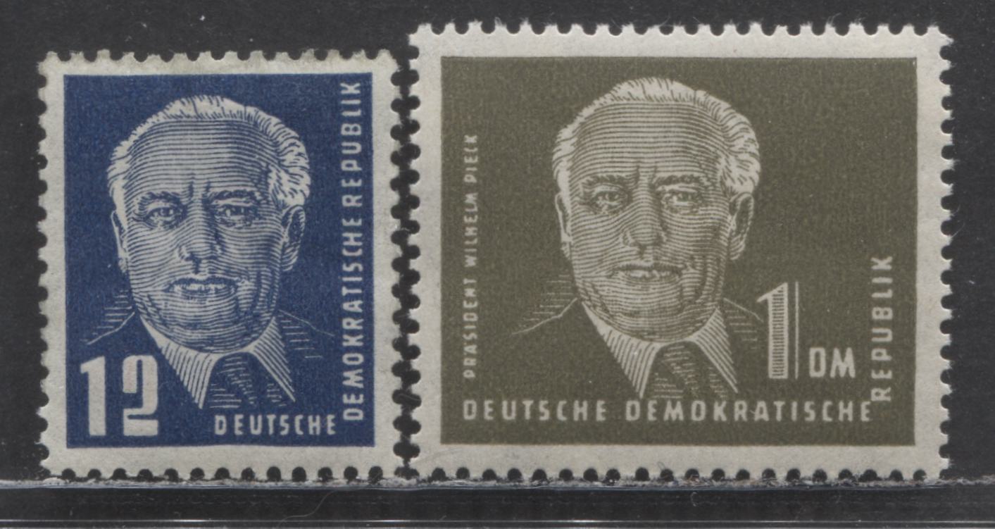 Lot 32 German Democratic Republic SC#54/56 1950 - 1951 Wilhelm Pieck Definitives, On Vertical Wove Paper, Has Gum Bends, 2 FOG Singles, Click on Listing to See ALL Pictures, Estimated Value $20 USD