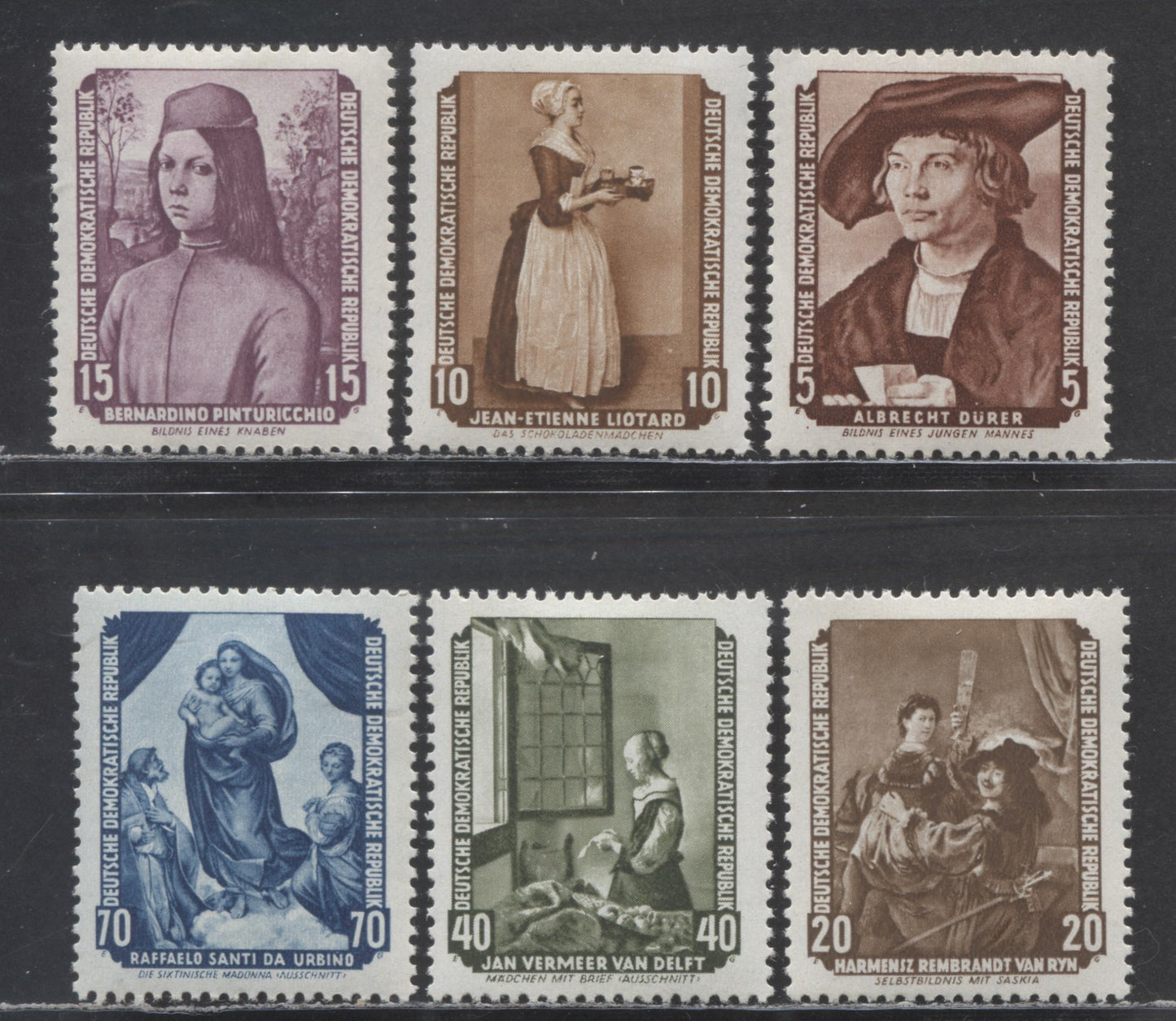 Lot 33 German Democratic Republic SC#272-277 1955 Return Of Famous Artworks To Dresden Art Gallery, 6 VFOG Singles, Click on Listing to See ALL Pictures, 2017 Scott Cat. $29.2 USD