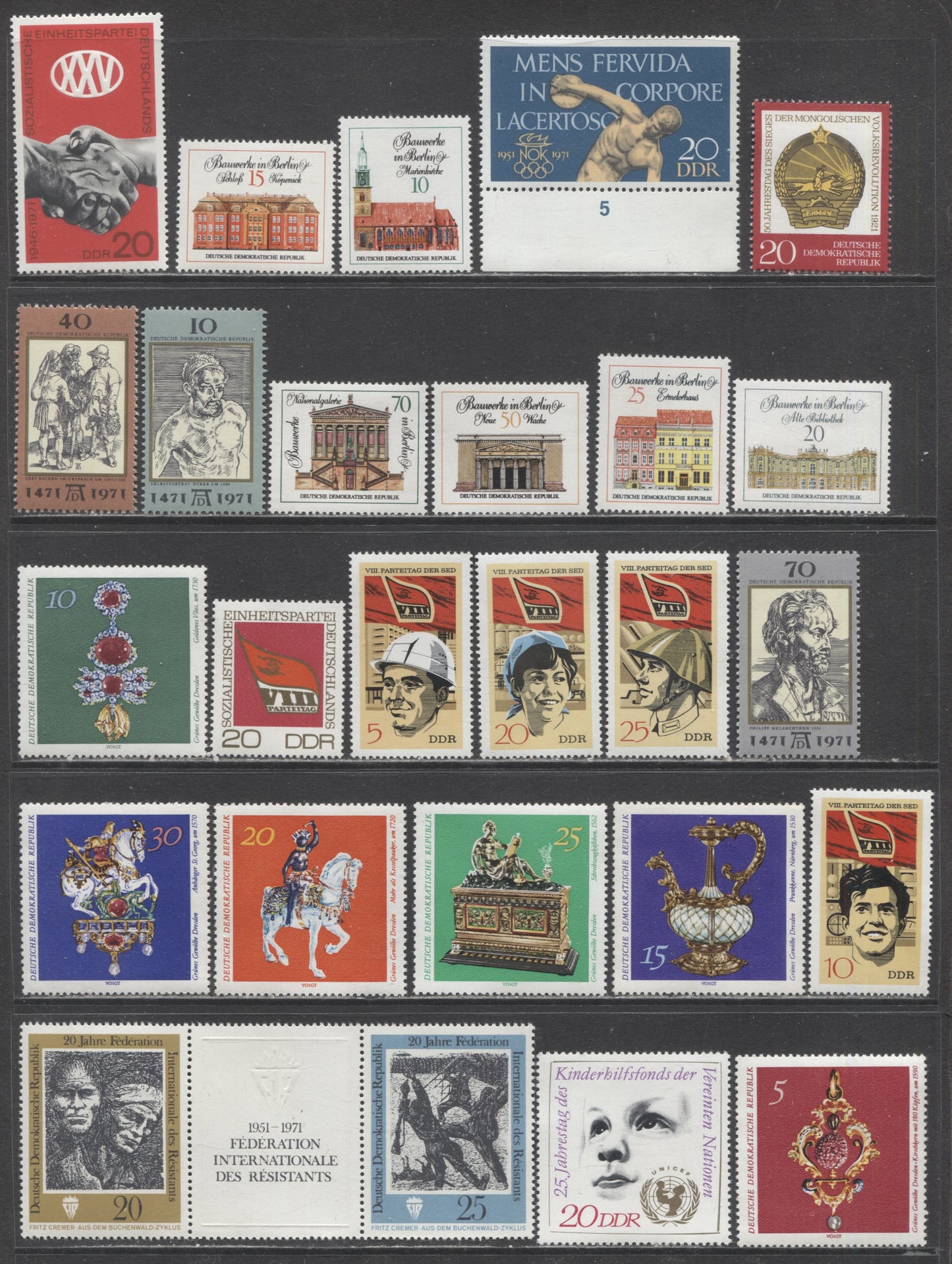 German Democratic Republic SC#1270/1313 1971 Portraits - Uniced, 39 VFNH Singles, Pair & Gutter Pair, Click on Listing to See ALL Pictures, 2017 Scott Cat. $17.8 USD