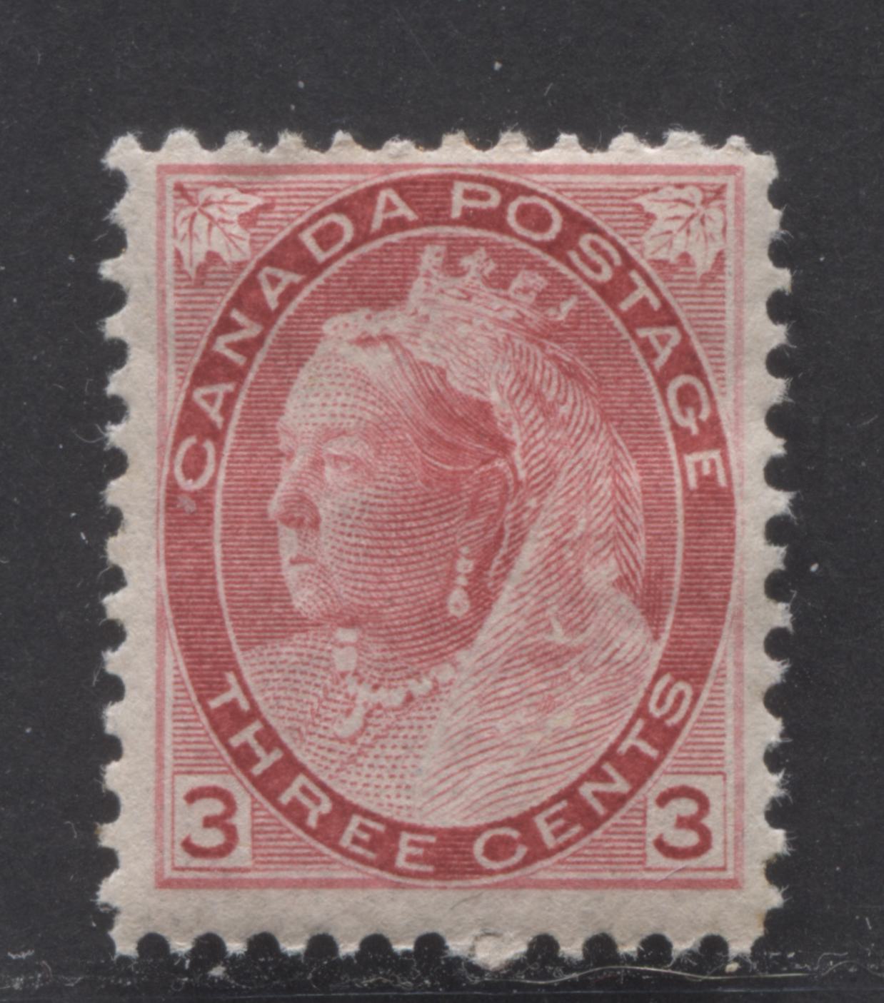 Lot 36 (C) Canada #78 3c Carmine, 1898 - 1902 Queen Victoria "Numeral" Issue, A Fine Disturbed Gum Single