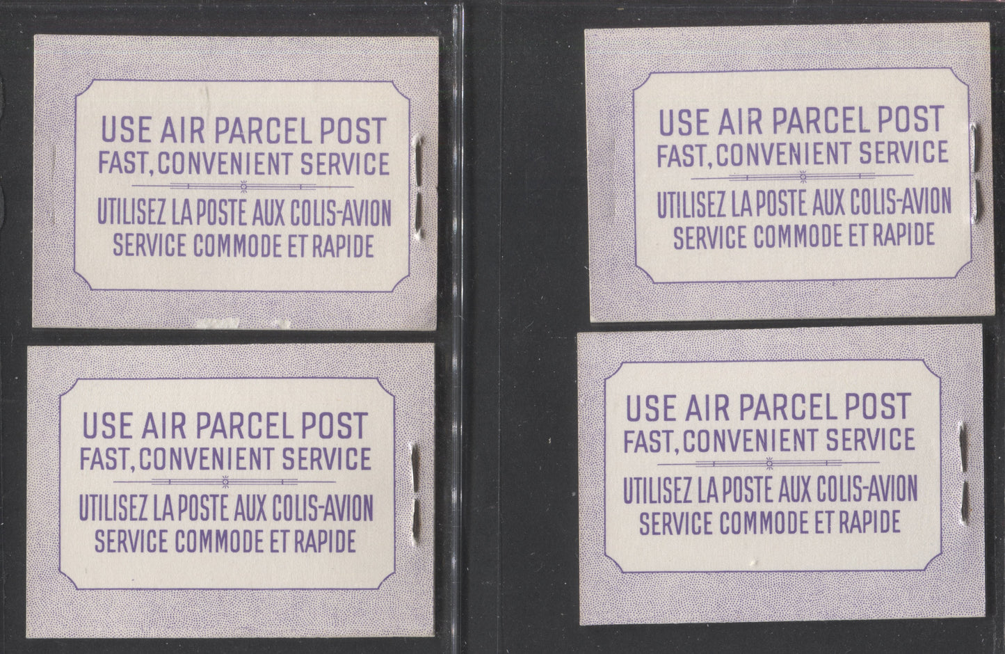Lot 29 Canada #BK50 1954-1962 Wilding Issue, Complete 25c Bilingual Booklet, No Rate Page, 16 mm Staple, Ribbed Paper, Type 1 Covers, Complete Set Of All 4 Harris Front & Back Covers, VF