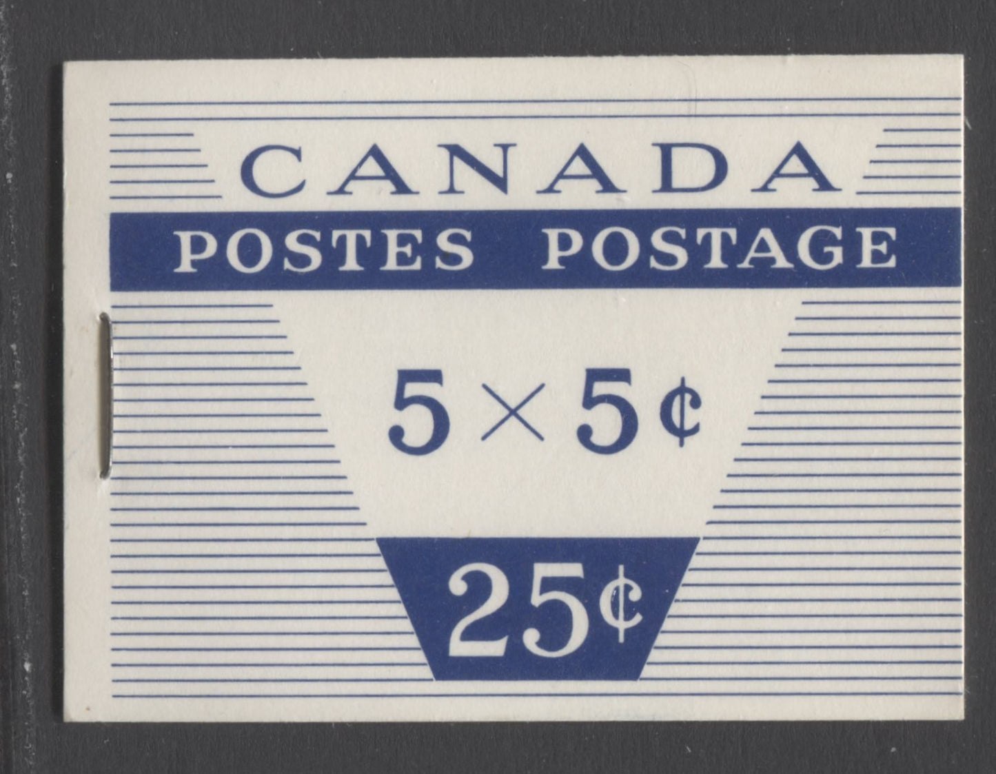 Lot 19 Canada #BK52f 1962-1967 Cameo Issue, a VFNH Booklet Containing A 5c Pane of 5 + Label, Type IV LF-fl Cover, 65mm Wide Design, DF Pane, HB Interleaving, 12.5mm Staple
