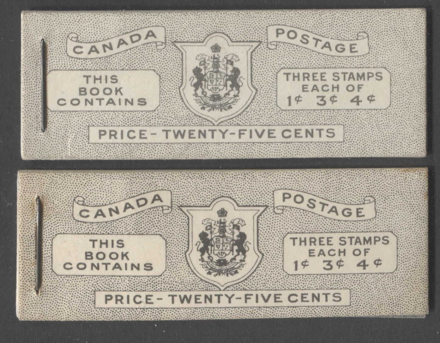 Lot 125 Canada #BK47 1c,3c,4c Violet Brown, Carmine Rose, Violet, 1953 Queen Elizabeth II Karsh Issue, 2 VFNH Booklets English, Harris Front Cover IVa And Back Cover Iii & Iiv