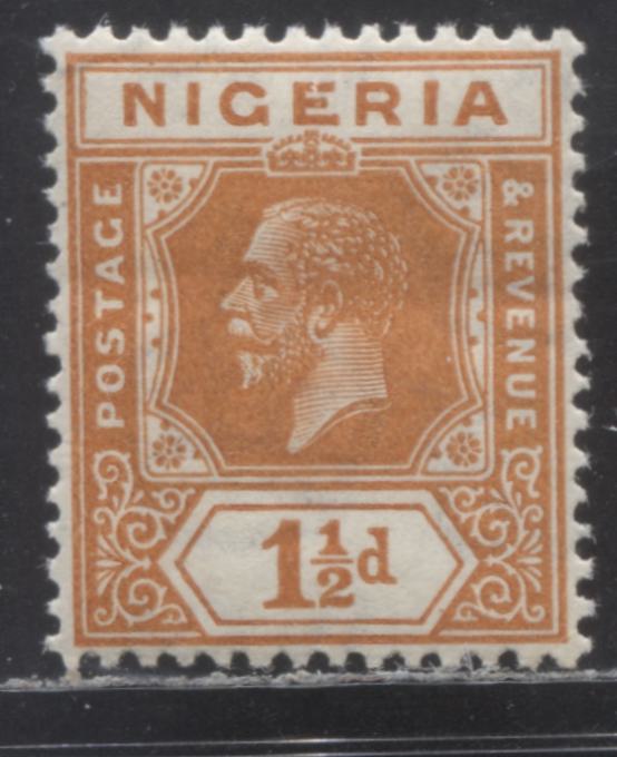 Lot 133 Nigeria SC# 20 (SG# 17) 1 1/2d Orange 1921 - 1933 King George V Imperium Key Plate Issue, Script CA Watermark, A VFNH Single, Click on Listing to See ALL Pictures, Estimated Value $18 USD
