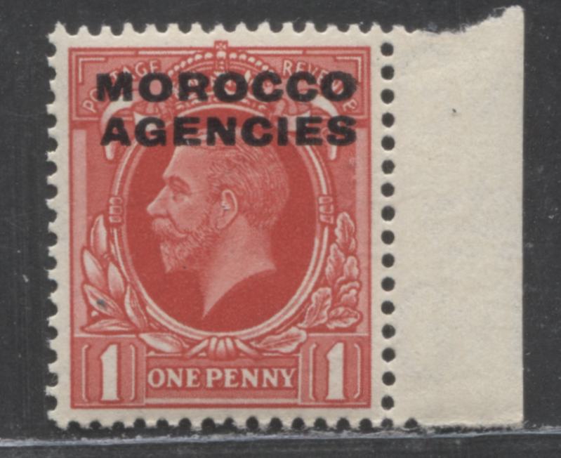 Lot 49 Morocco Agencies SC#235 1c Scarlet 1935-1936 Photogravure King George V British Currency Issue, Small Format Design, A VFNH Single, Click on Listing to See ALL Pictures, Estimated Value $7 USD