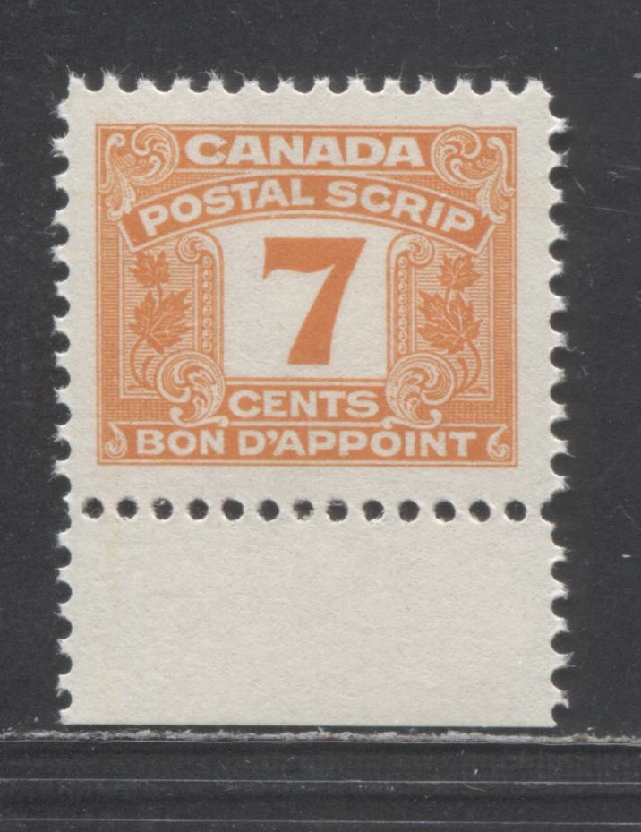 Lot 32 Canada #FPS47 7c Orange , 1967 Third Issue Postal Scrip, A VFNH Single