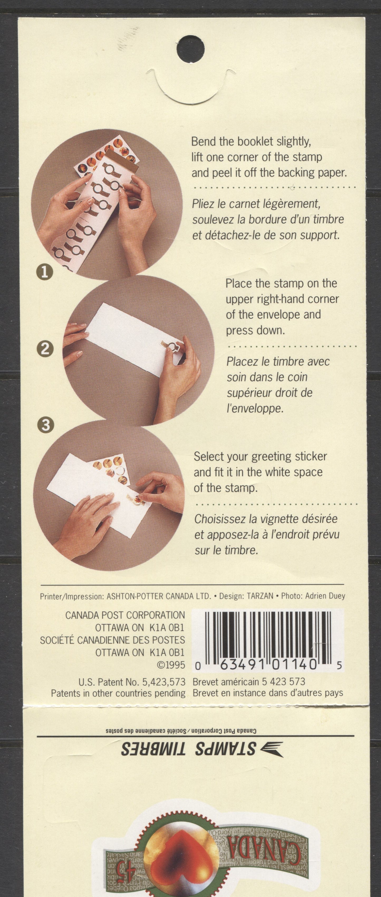 Canada #BK182a-b 1995 Greetings Issue, Complete $4.50 Booklet, JAC Paper, Hibrite Paper, 4 mm Tagged to Shape