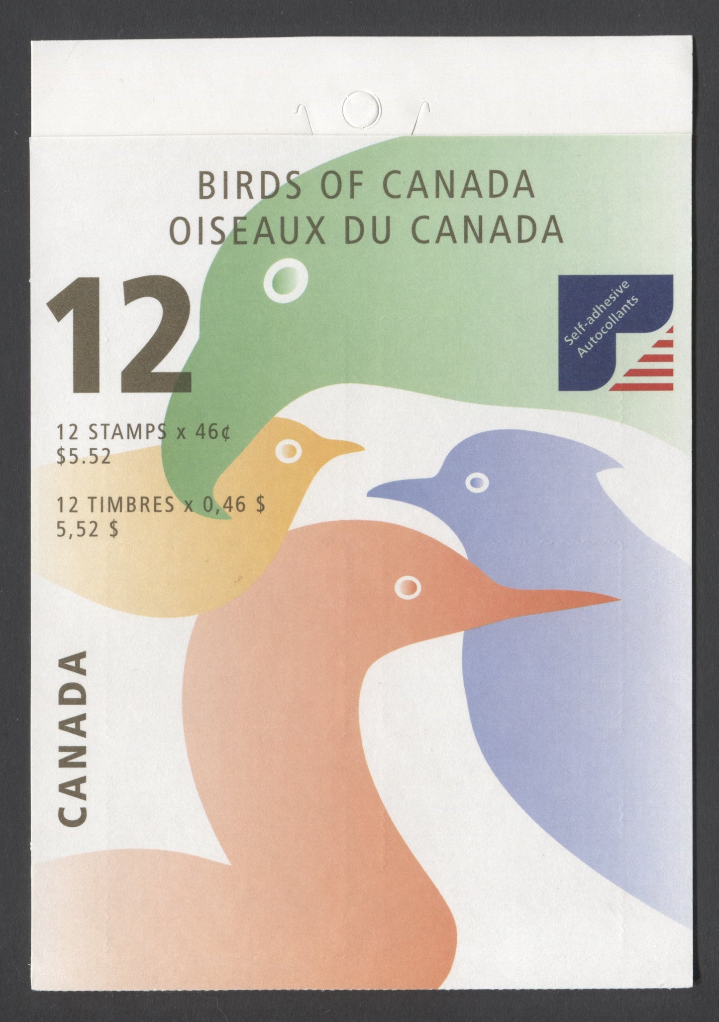 Canada #BK225a-b 2000 Birds of Canada Issue, Complete $5.52 Booklet, JAC Paper, Dead Paper, 4 mm GT-4 Tagging