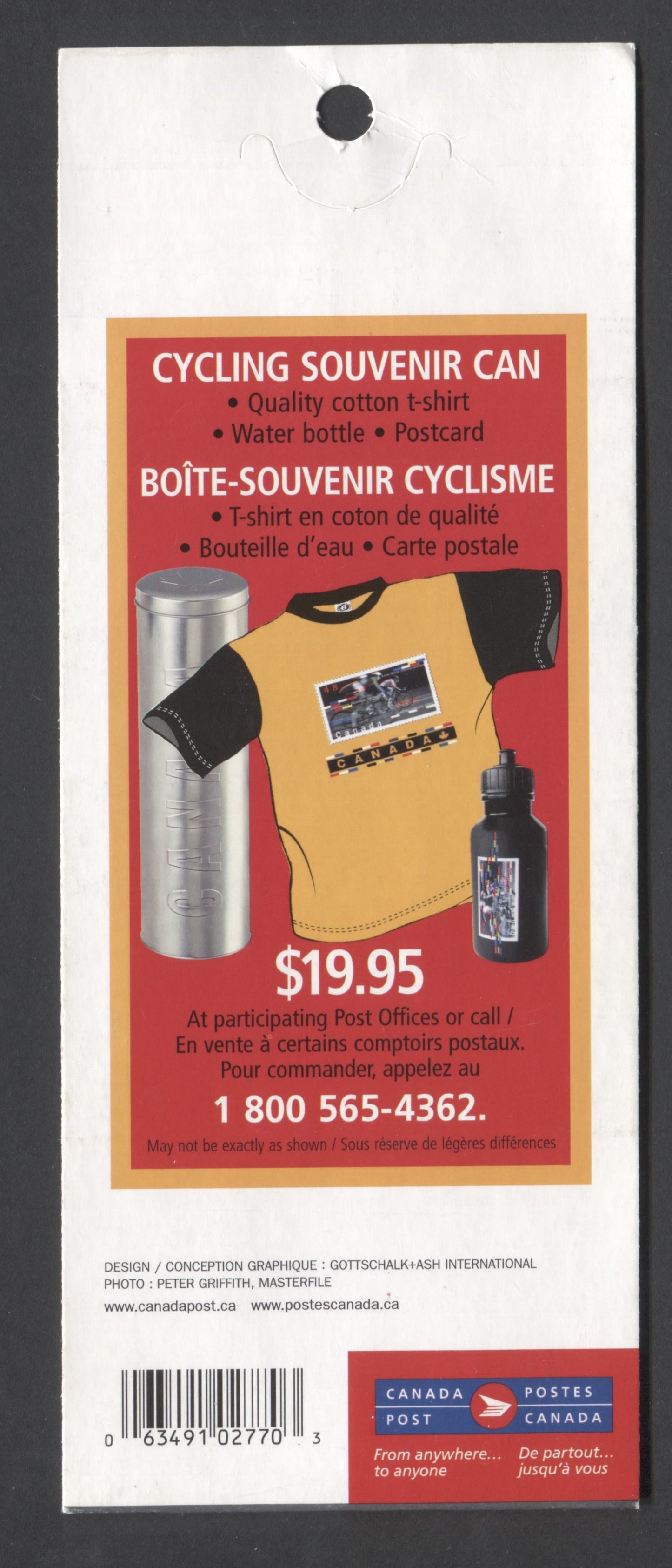 Canada #BK275a-b 2003 Road Cycling Issue, Complete $3.84 Booklet, Tullis Russell Coatings Paper, Dead Paper, 4 mm GT-4 Tagging