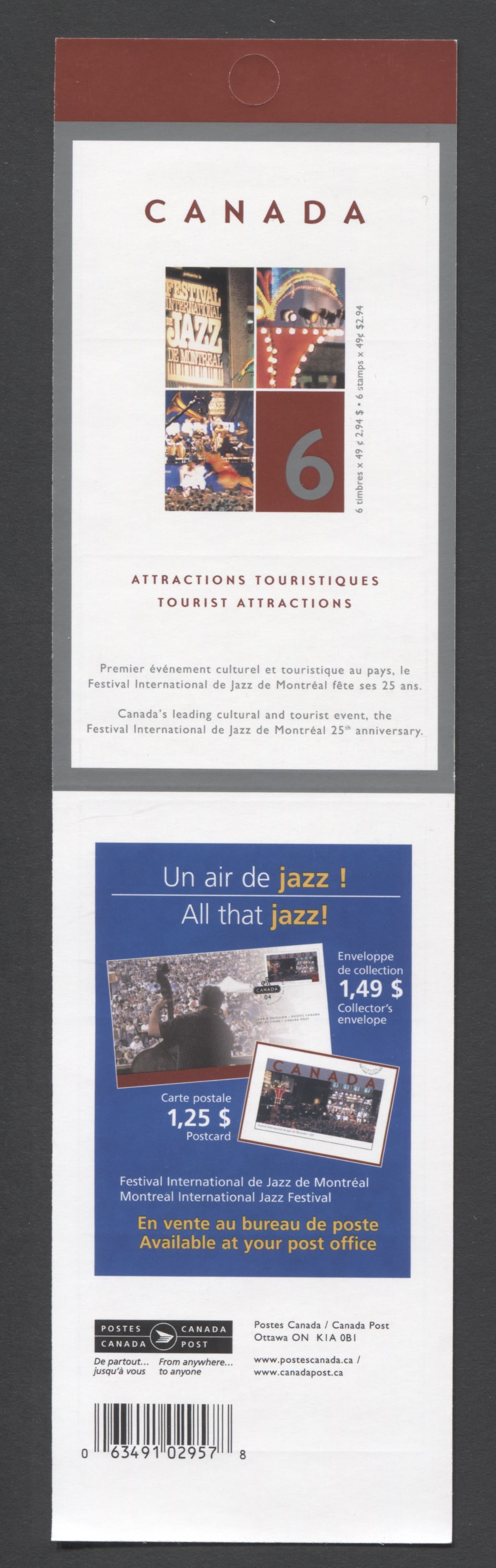Canada #BK293 2004 Tourist Attractions Issue, Complete $2.94 Booklet, Tullis Russell Coatings Paper, Dead Paper, 4 mm GT-4 Tagging