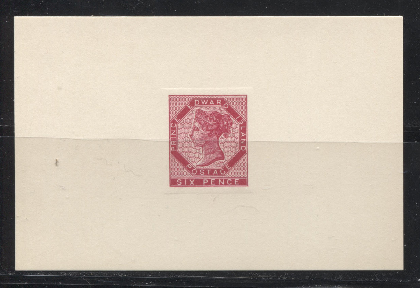 Prince Edward Island 6d Deep Cerise Posthumous "Red Cross" Raised Die Proof on Card Brixton Chrome