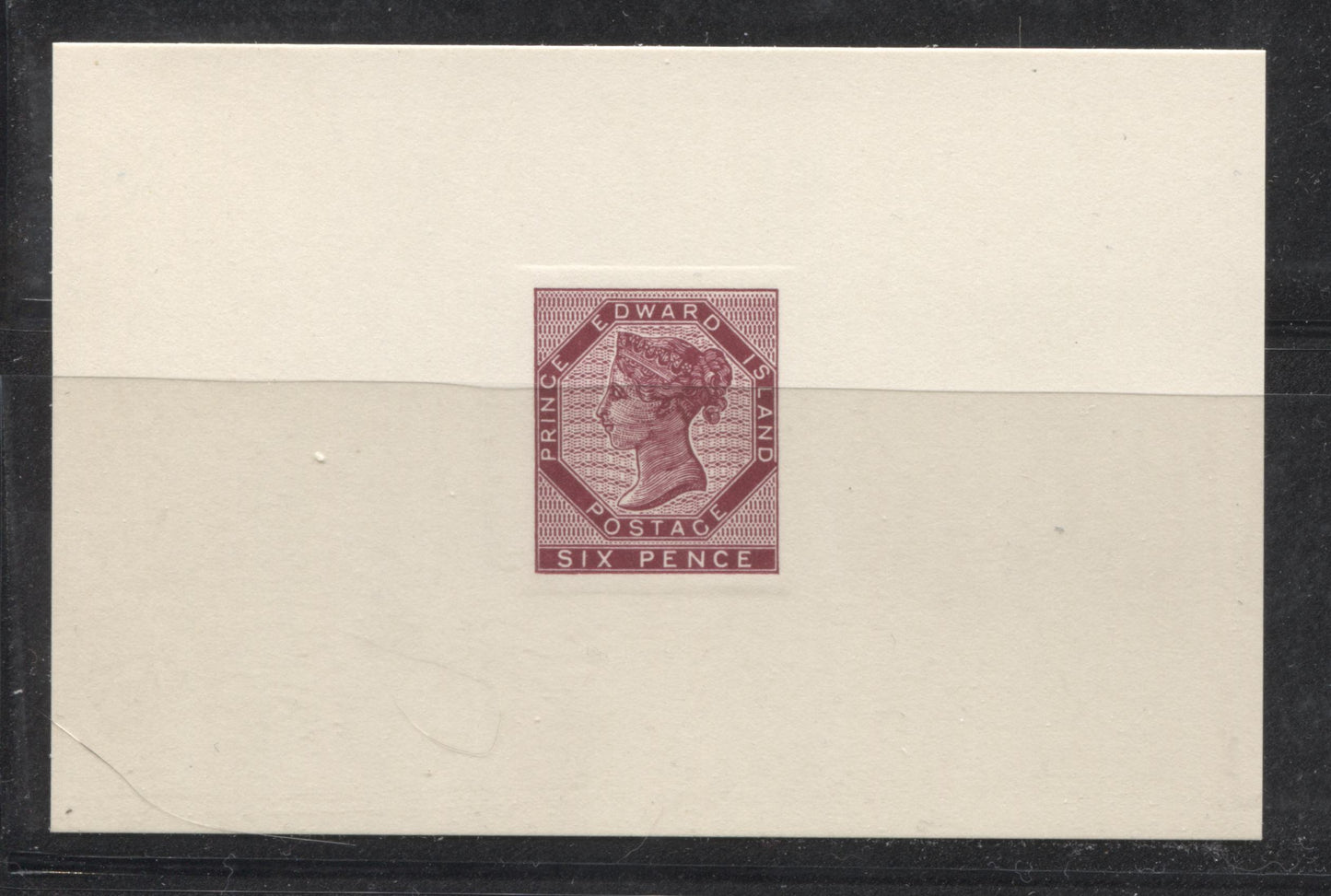 Prince Edward Island 6d Deep Maroon Posthumous "Red Cross" Raised Die Proof on Card Brixton Chrome