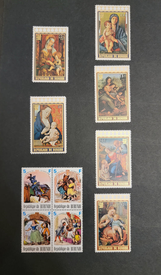 Burundi SC#504-C252 1976-1977 Christmas & Fairy Tales Issues,  A VFNH Singles & Block of 4, Click on Listing to See ALL Pictures, 2017 Scott Cat. $16.7