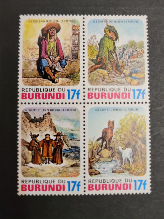 Burundi SC#526-526 1977 Fairy Tales Issue,  A VFNH Block of 4, Click on Listing to See ALL Pictures, 2017 Scott Cat. $18