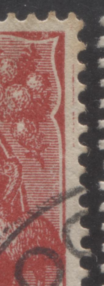 Australia SG#47-47a 1914-1920 Engraved KGV Profile Head Issue, Comb Perf 14, Scarlet & Deep Red Shades, Remnants Of Framelines In Right Margins, Crown Over A Wmk, 2 Fine Used Singles, Estimated Value $5 USD