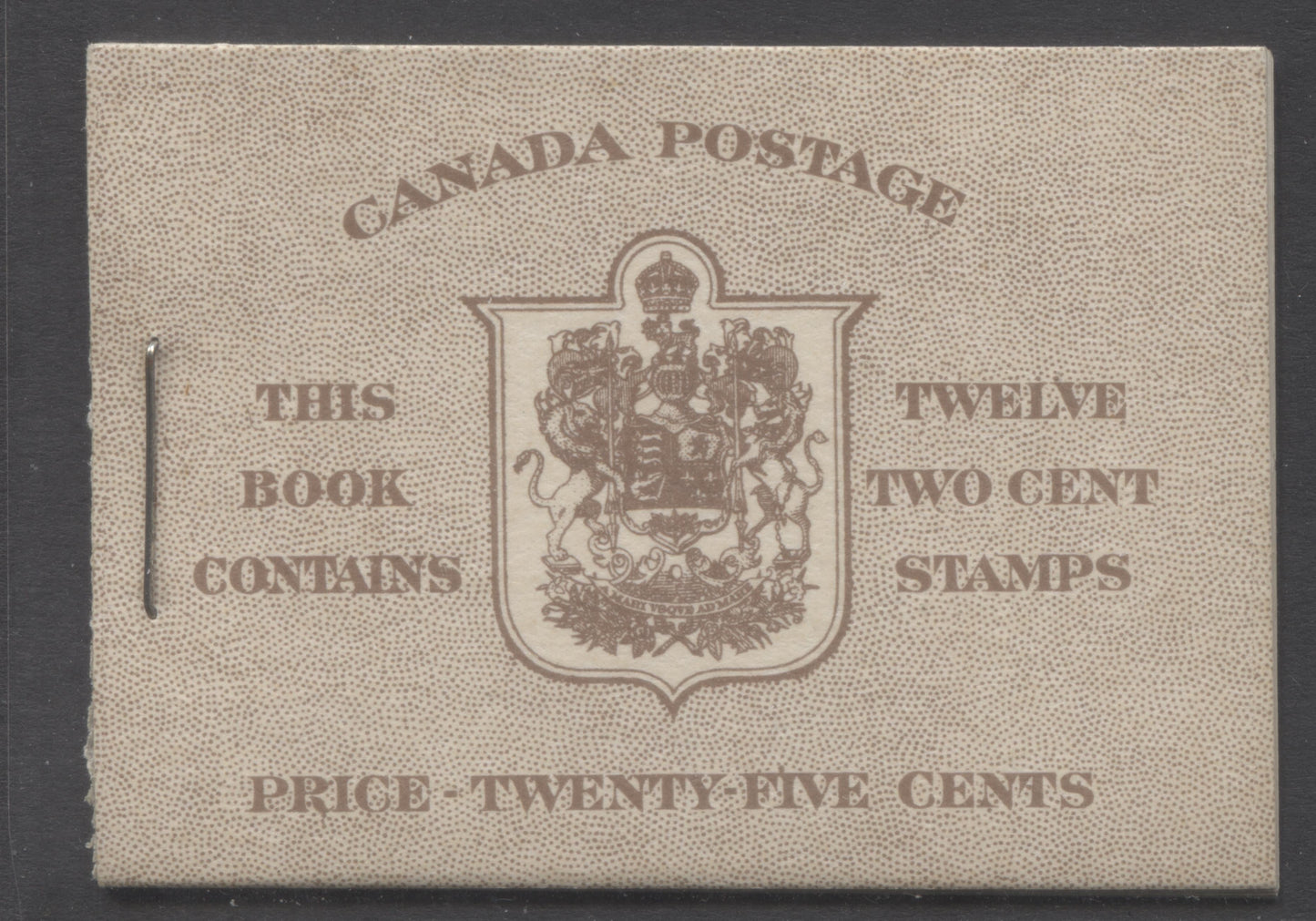 Canada #BK29cE 1937-1942 Mufti Issue, A Complete 25c English Booklet, Type II, 6c Rate Page, Vertical Wove Paper, Cream Gum, Front Cover IIc, Back Cover A, VF and Scarce As Only 196,900 English Booklets Issued