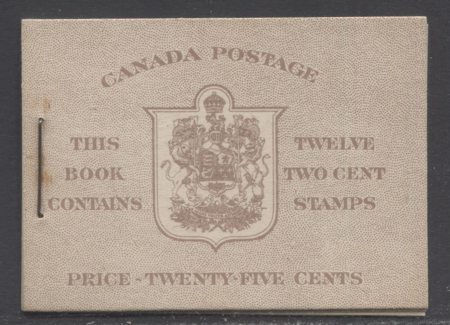 Lot 317 Canada #BK33aEIIc 1942-1947 War Issue, A Complete 25c English Booklet, 2 Panes Of 6 2c Brown, Front Cover IIc, Type 1 Cover, 6c Airmail Rate Page, CBN-BBBBB