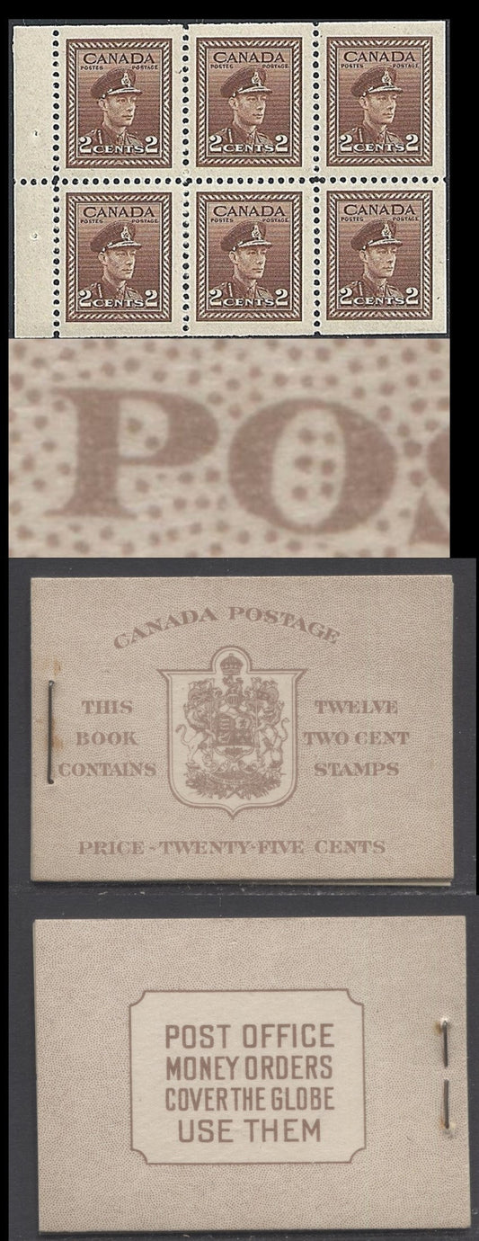 Lot 321 Canada #BK33aEIIc 1942-1947 War Issue, A Complete 25c English Booklet, 2 Panes Of 6 2c Brown, Front Cover IIc, Type 1 Cover, 6c Airmail Rate Page, CBN-TTTT