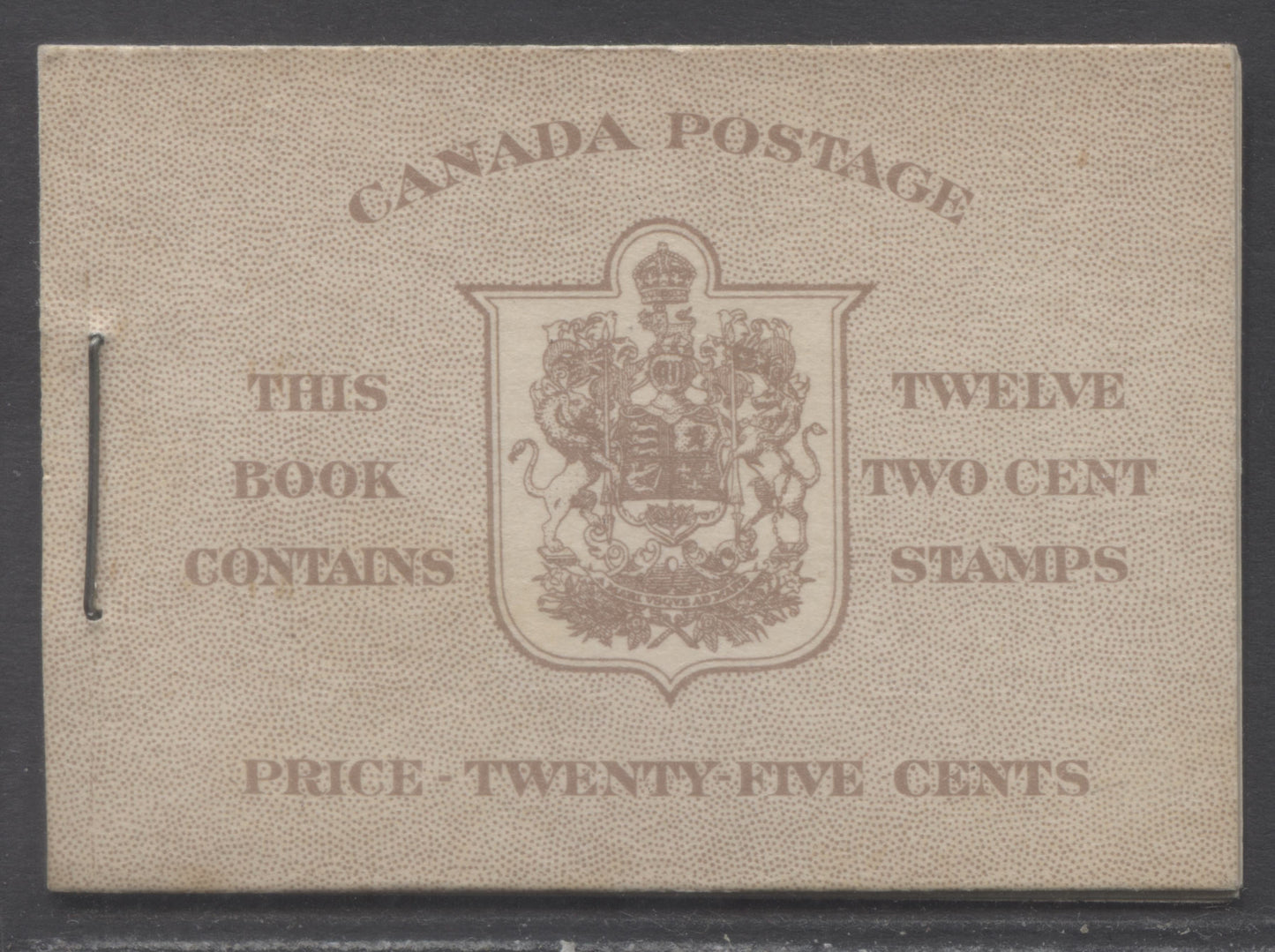 Lot 323 Canada #BK33aEIId 1942-1947 War Issue, A Complete 25c English Booklet, 2 Panes Of 6 2c Brown, Front Cover IId, Type 1 Cover, 6c Airmail Rate Page, CBN-BBBBB