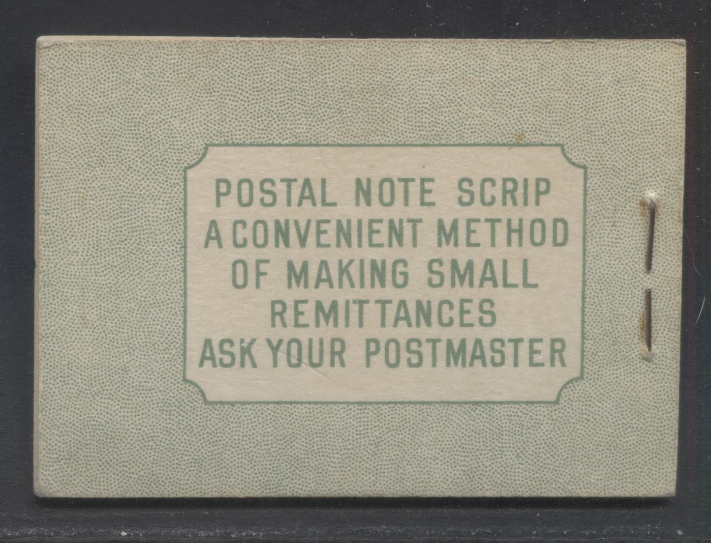 Lot 339 Canada (C) #BK32dE 1942-1947 War Issue, A Complete 25c English Booklet, 4 Panes Of 6 1c Green, Front Cover IIa, Back Cover Cai, Cover Type II, 7c & 6c Rate Page, Postmaster 1 Word, CBN-AAAAA
