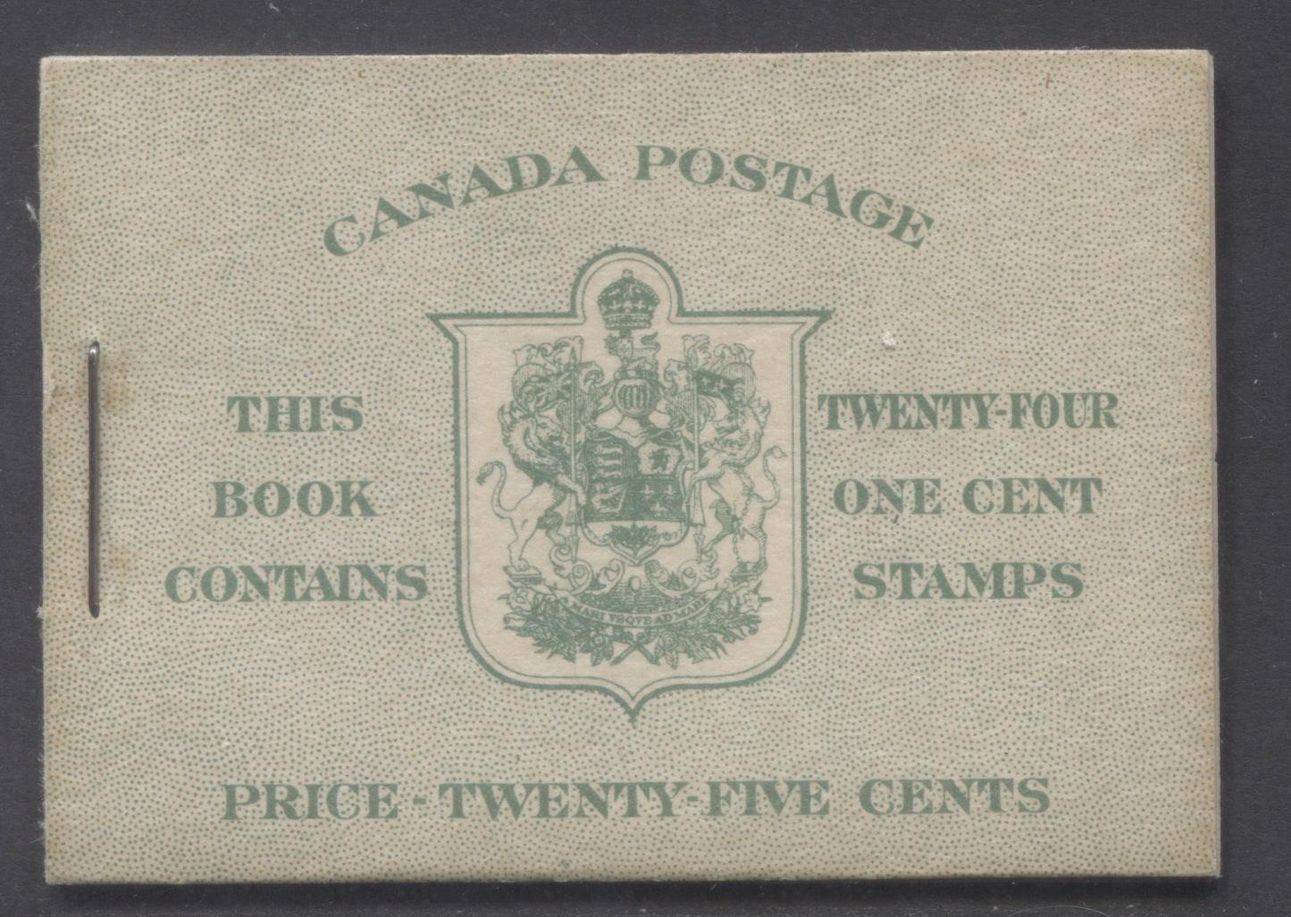 Lot 311 Canada #BK32dEIIaCaiv 1942-1947 War Issue, A Complete 25c English Booklet, 4 Panes Of 6 1c Green, Front Cover IIa, Back Cover Caiv, Cover Type II, 7c & 6c Rate Page, Postmaster 1 Word, CBN-NNNN