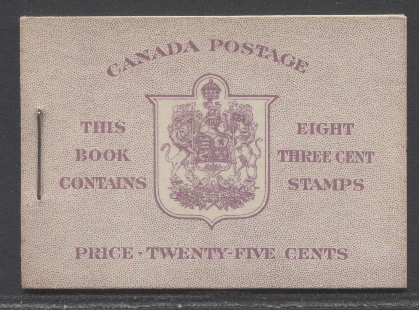 Lot 350 Canada #BK35c IIeCbi 1942-1947 War Issue, A Complete 25c English Booklet, 2 Panes Of 4+2 Labels 3c Rose Violet, Front Cover IIe, Back Cover Cbi, Type IIa, 7c & 6c Rates, 'Post Master' Two Words, 1,201,000 Issued, CBN-BBBBBB Paper