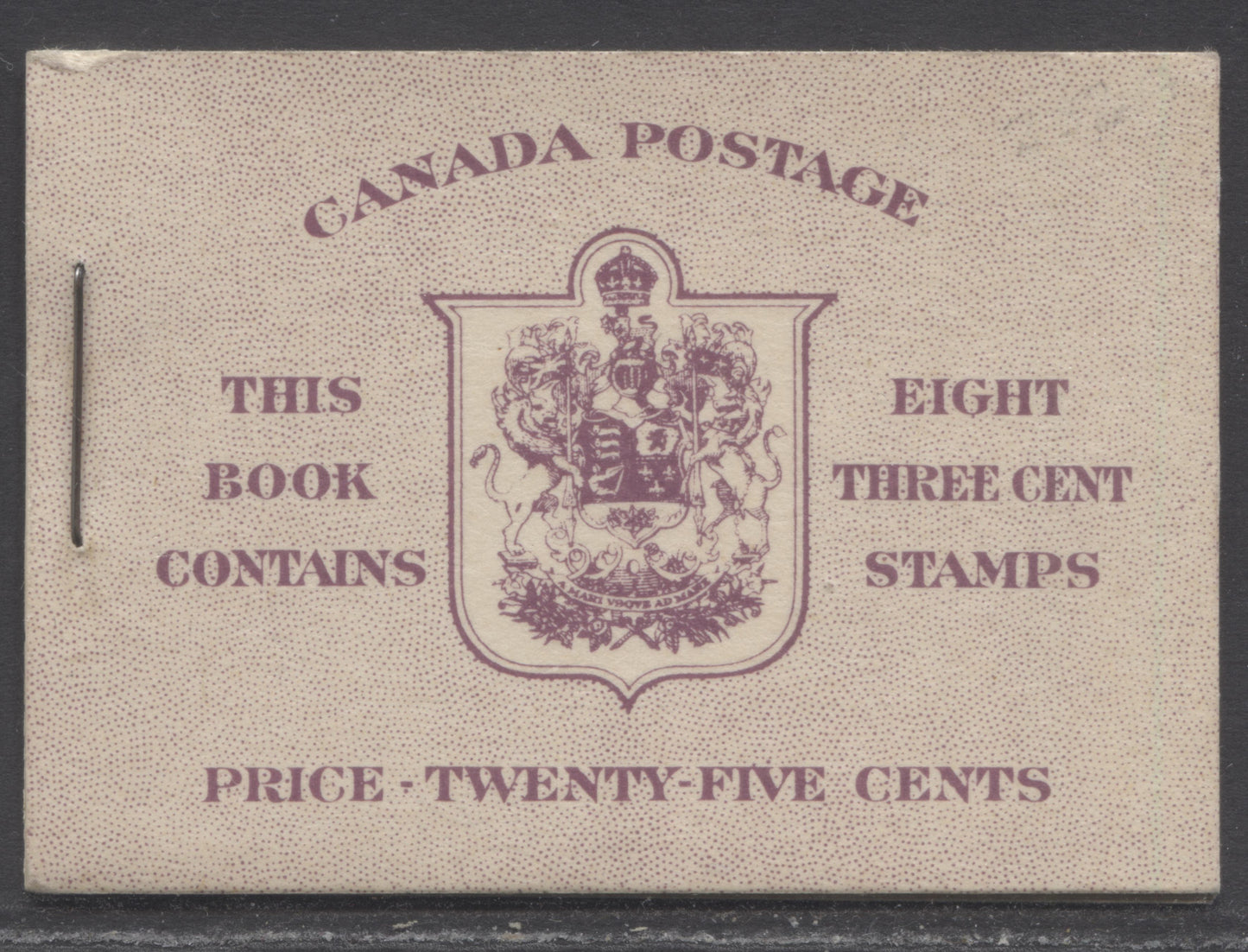 Lot 353 Canada #BK35c IIeCbiii 1942-1947 War Issue, A Complete 25c English Booklet, 2 Panes Of 4+2 Labels 3c Rose Violet, Front Cover IIe, Back Cover Cbiii, Type IIa, 7c & 6c Rates, 'Post Master' Two Words, 1,201,000 Issued, CBN-SSSSS Paper
