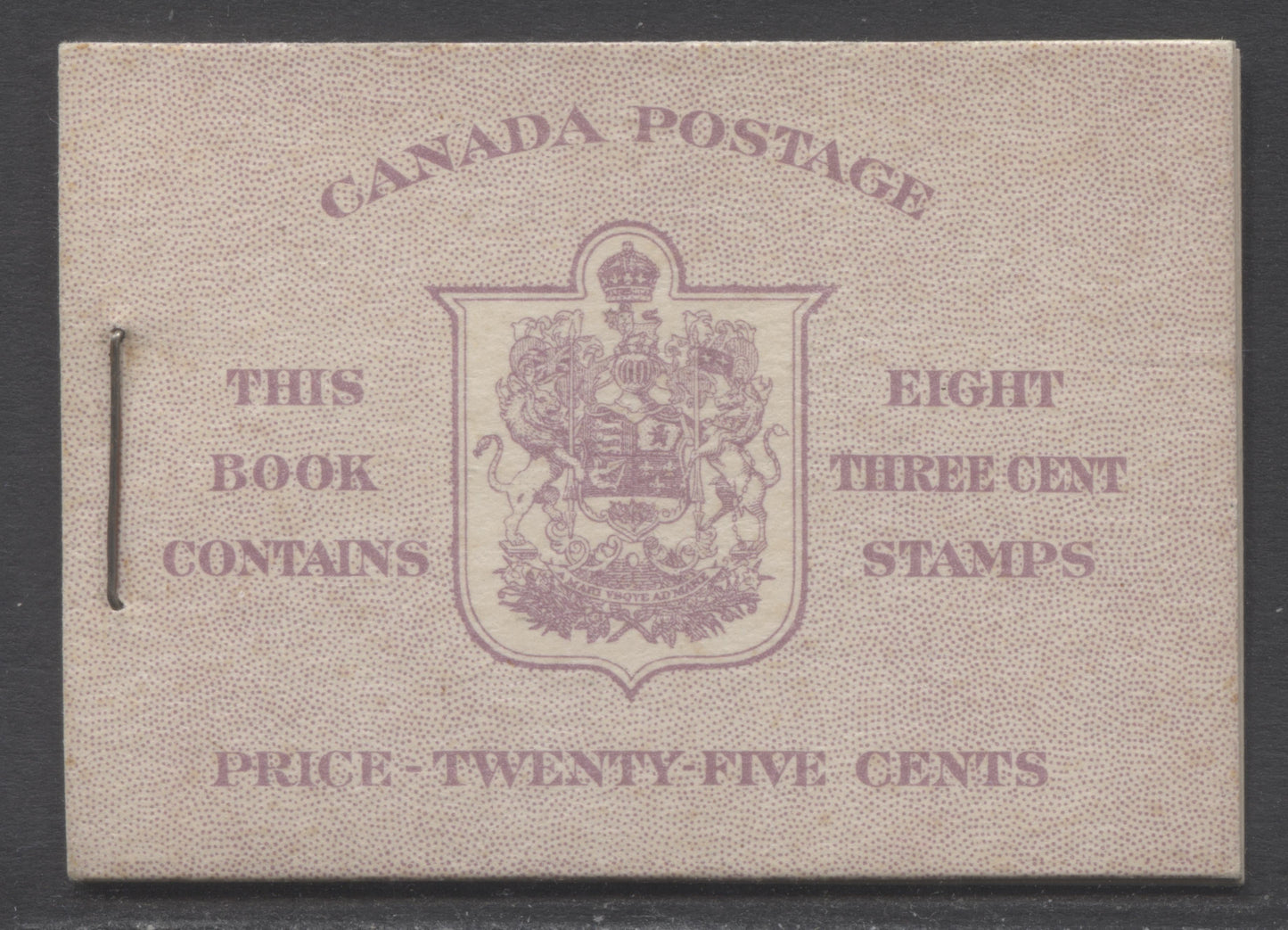 Canada #BK35cE 1942-1947 War Issue, A Complete 25c English Booklet, 2 Panes Of 4+2 Labels 3c Rose Violet, Front Cover IIf, Back Cover Cbii, Type IIa, 7c & 6c Rates, 'Post Master' Two Words, 1,201,000 Issued