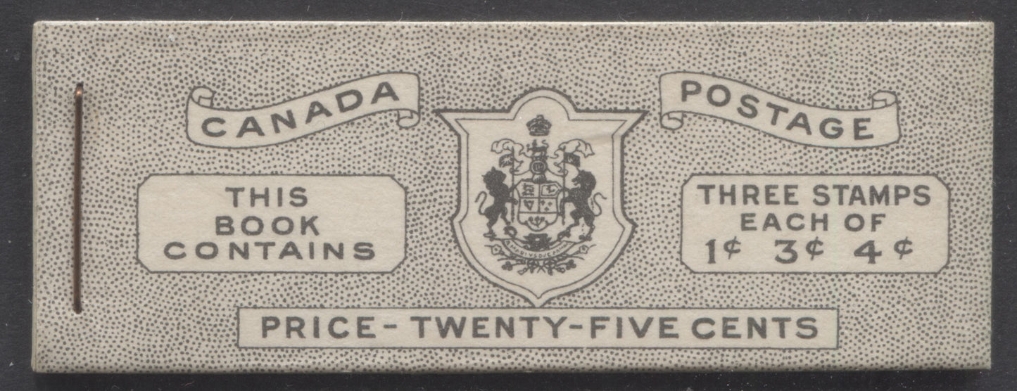 Canada #BK43aE 1949-1951 KGVI Issue, A Complete 25c English Booklet With 1c Green, 3c Rose Violet & 4c Dark Carmine, Panes Of 3. Front Cover IVd, Back Cover Haiv, Type I Cover, 7c & 5c Rates, 914,500 Issued