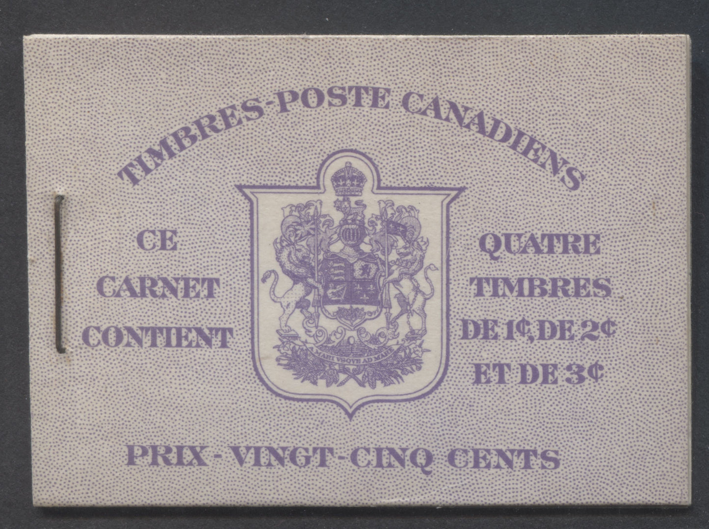 Lot 354 Canada #BK37e As Lot 350, But Front Cover Showing A Constant To The UR Of "Quatre"