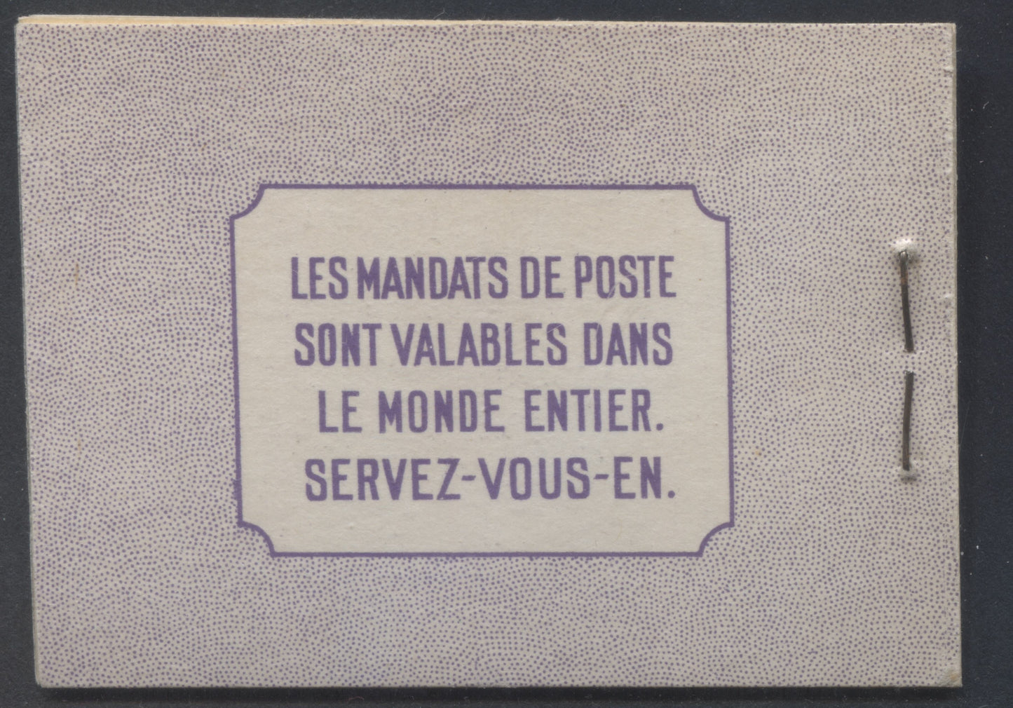 Lot 354 Canada #BK37e As Lot 350, But Front Cover Showing A Constant To The UR Of "Quatre"