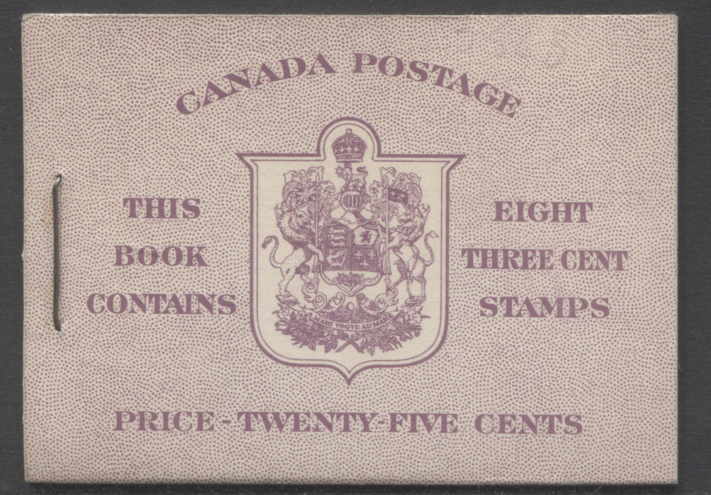 Canada #BK40aEIIfCaiii 1949-1951 KGVI Issue, A Complete 25c English Booklet With 3c Rose Violet, 2 Panes Of 4+2 Labels. Front Cover IIf, Back Cover Caiii, Type I Cover, 7c & 5c Rates, 'Postmaster', 825,000 Issued