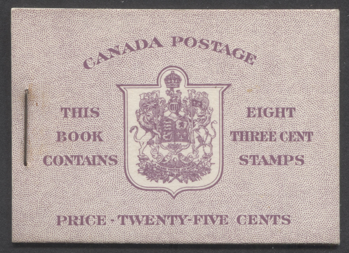 Canada #BK40bEIIeEiii 1949-1951 KGVI Issue, A Complete 25c English Booklet With 3c Rose Violet, 2 Panes Of 4+2 Labels. Front Cover IIe, Back Cover Eiii, Type II Cover, No Rate Page, 825,000 Issued