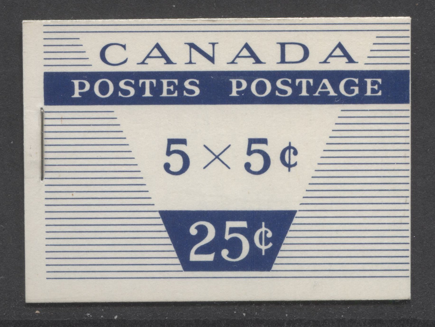 Canada #BK52f 1962-1967 Cameo Issue, A Complete 25c Bilingual Booklet Made Up Of 5c Blue, One Pane Of 5+Label, Type IV Cover, 65mm Design, DF Pane