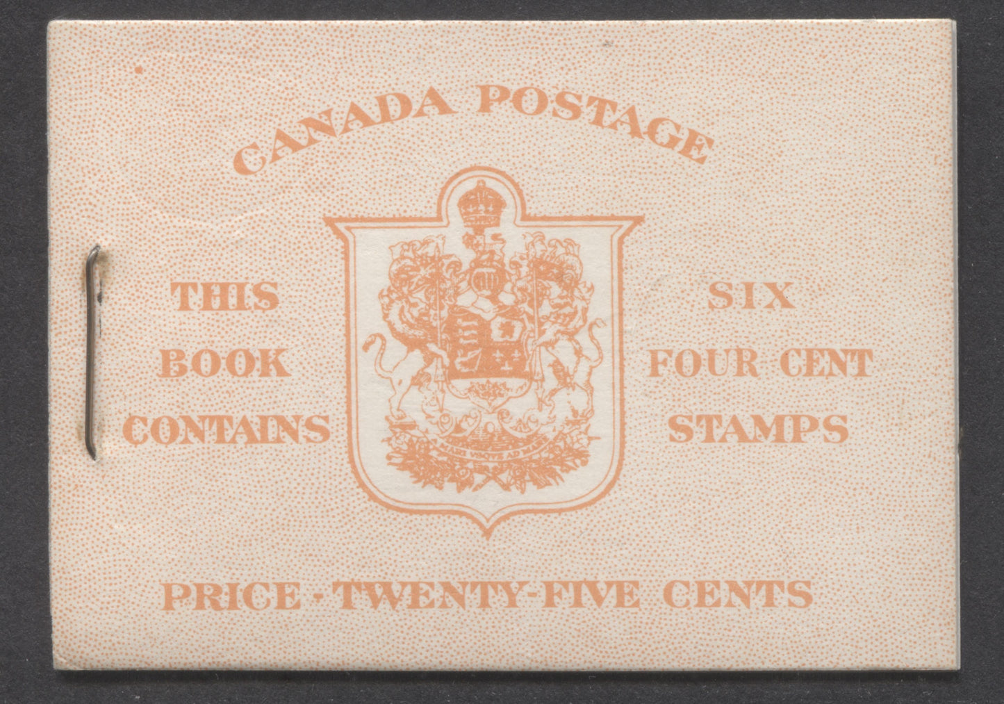 Canada #BK45EIIiEii 1953 Karsh Issue, A Complete 25c English Booklet Made Up Of 4c Violet, 1 Pane Of 6, Front cover IIi, Back Cover Eii, Type II Cover, No Rate Page