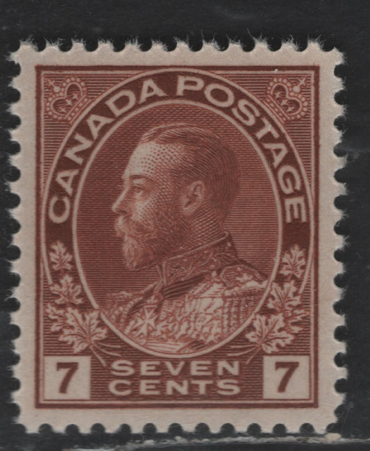 Canada #114 7c Red Brown King George V, 1911-1928 Admiral Issue, A VFNH Example of the Dry Printing, Retouched Frameline at UR