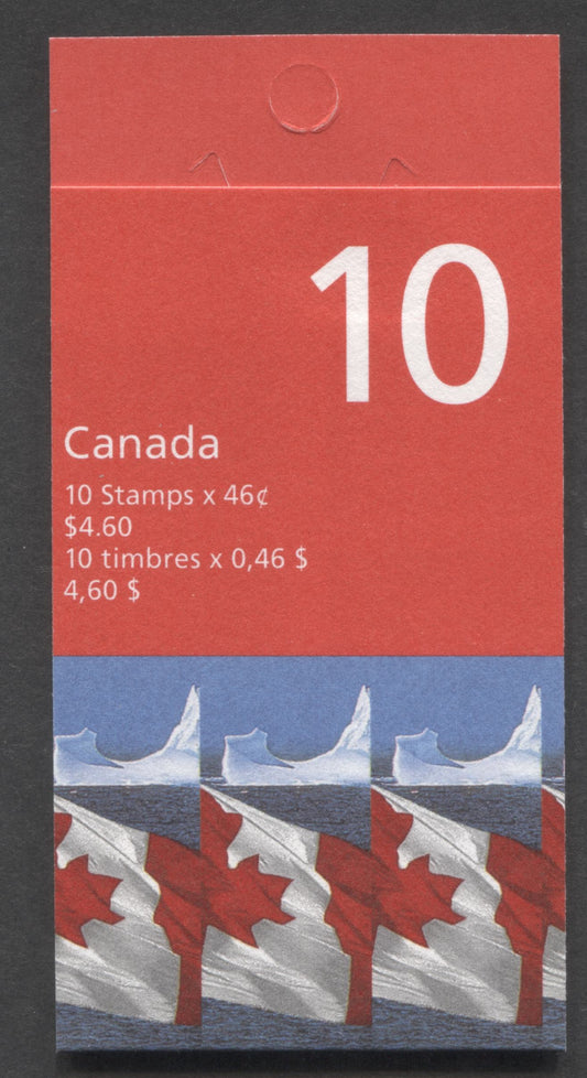 Canada #BK214a 1998-1999 Definitive Issue, A 46c Multicolored Booklet, Sealed Cover, TRC Paper, HB Cover Stock, '3 Flags' & 'The Right Way To Address' Covers With Recycle Symbol, New CP Logo & 9 Lines Of Text, CBN Printing, Perf 13 x 13.5