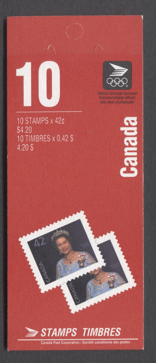 Canada #BK140Abvar 1991-1992 Definitive Issue, A 42c Multicolored Booklet, Unlisted Sealed, HB Cover Cover Stock, Coated Papers, 2 Stamps + Olympic Logo' & 'Special Letters' Covers, AP Printing, 'Canada '92' on Inside Front, Perforated Selvedge