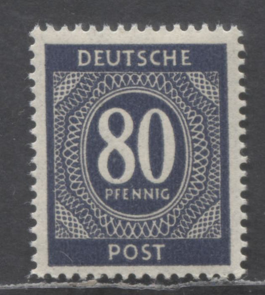 Germany SC#554 (Mi 935c) 80pf Blackish Gray Blue (Indigo) 1946 Numeral Definitives, A VFNH Single, Click on Listing to See ALL Pictures, Estimated Value $20 USD