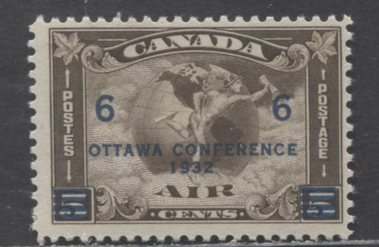 Canada #C4 6c on 5c Olive Brown Mercury with Scroll, 1932 Air Mail Issue, A FOG Single