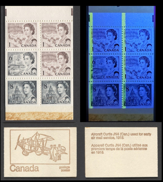 Canada BK69fii (McCann #BK69as) 1967-1973 Centennial Issue, A 25c 1c Brown x3, 6c Black & 8c Slate x2 Booklet, MF Pane, OP2 Tagging, No Right Tag Bar, Clear Sealing Strip