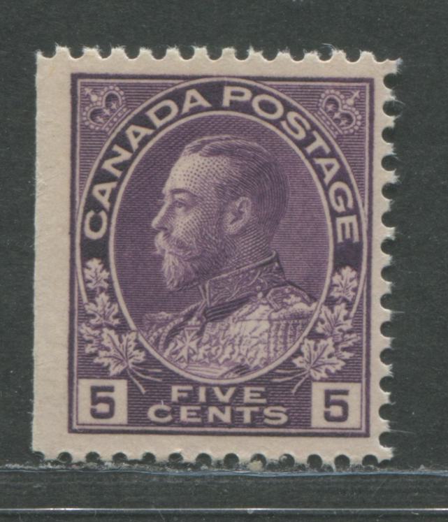 Lot 61 Canada #112c 5c Violet King George V, 1911-1928 Admiral Issue, A FNH Sheet Margin Example Of The Dry Printing With Redrawn Frameline - Example 2