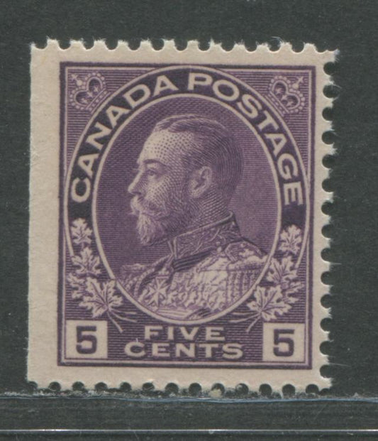 Canada #112c 5c Violet King George V, 1911-1928 Admiral Issue, A FNH Sheet Margin Example Of The Dry Printing With Redrawn Frameline - Example 2