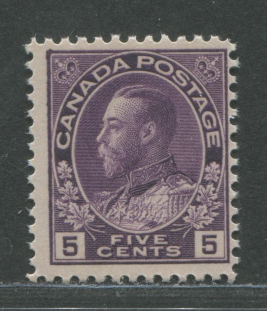 Canada #112c 5c Violet King George V, 1911-1928 Admiral Issue, A FNH Example Of The Dry Printing With Redrawn Frameline
