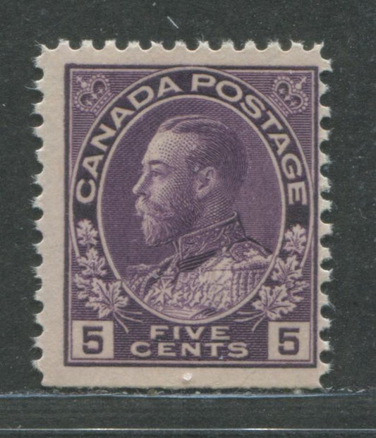 Canada #112c 5c Violet King George V, 1911-1928 Admiral Issue, A FNH Sheet Margin Example Of The Dry Printing With Redrawn Frameline