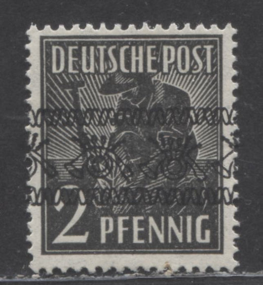 Germany - American & British Zone #600var(MI #36IKd) 1947-1948 Reconstruction Definitive Issue With Banded Posthorn Overprint, 2pf Blackish Grey, Ridged Gum, Overprint Inverted, VFNH, Michel Cat. 50 Euro For Normal, Net Est. $200