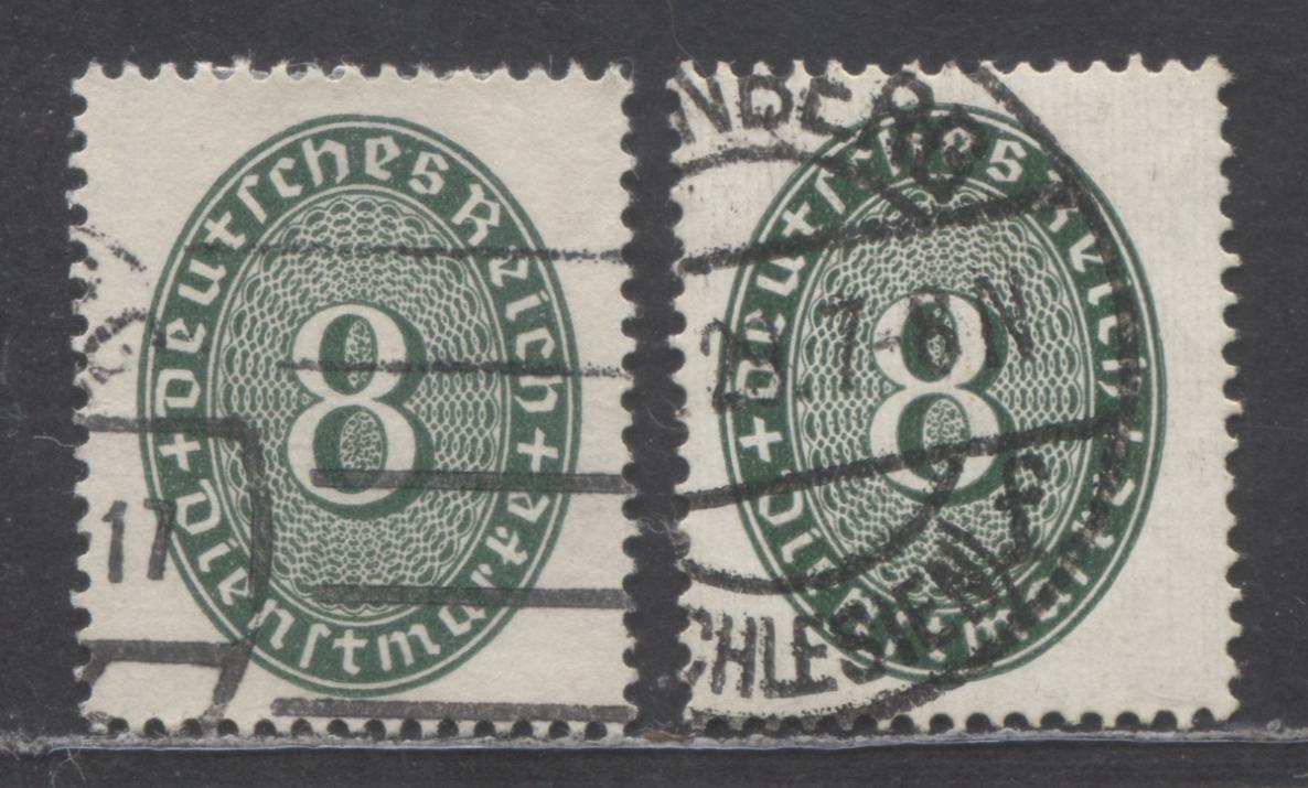 Germany MI#116Xa (SC# O67var)-116Xb (SC# O67var) 1927-1933 Official Issue, Dark Green & Dark Opal Green Shades, 2 Very Fine Used Singles, Click on Listing to See ALL Pictures, Estimated Value €30