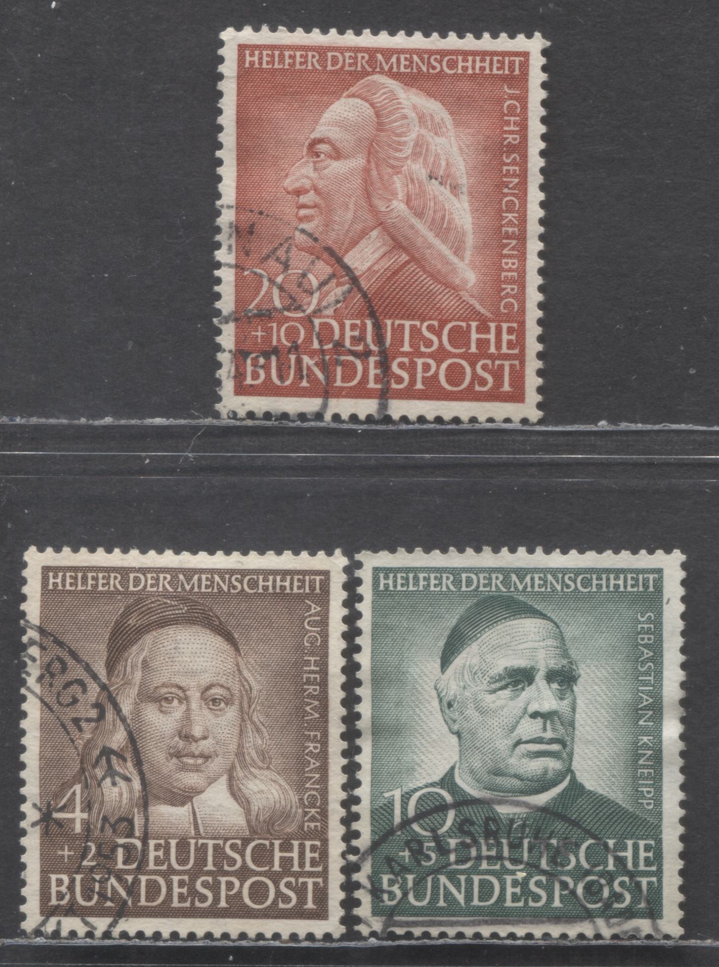 Germany Mi#173 (SC#B334)-175 (SC#B336) 1953 Welfare Organization Semi Postals, 3 Very Fine Used Singles, Click on Listing to See ALL Pictures, Estimated Value $22