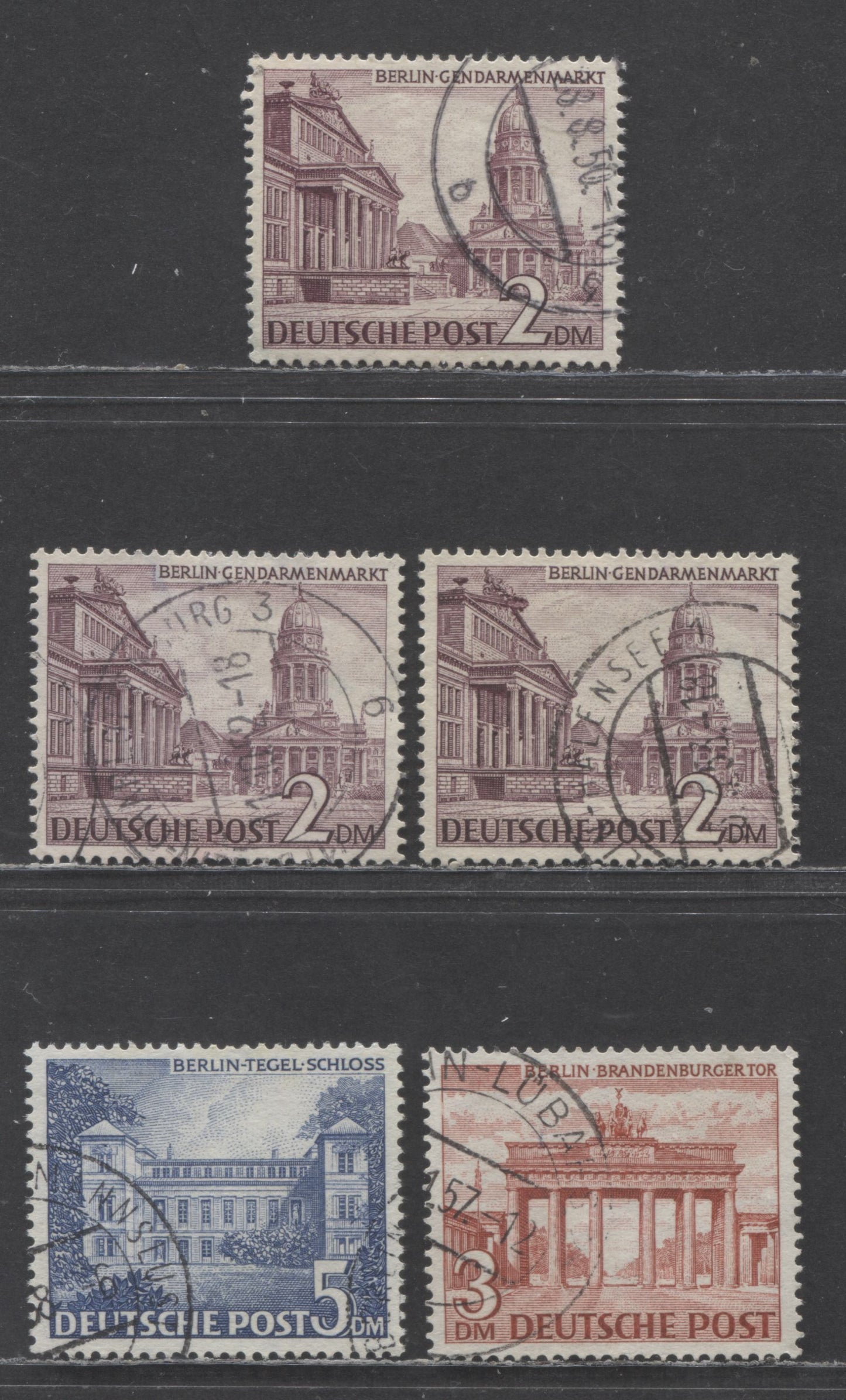 Germany-Berlin SC#9N58-60 (Mi#58-60) 2m-5m 1949 Definitives Issue, Includes 3 Shades Of Brown Violet 2m, 5 Very Fine Used Singles, Click on Listing to See ALL Pictures, Estimated Value $35 USD